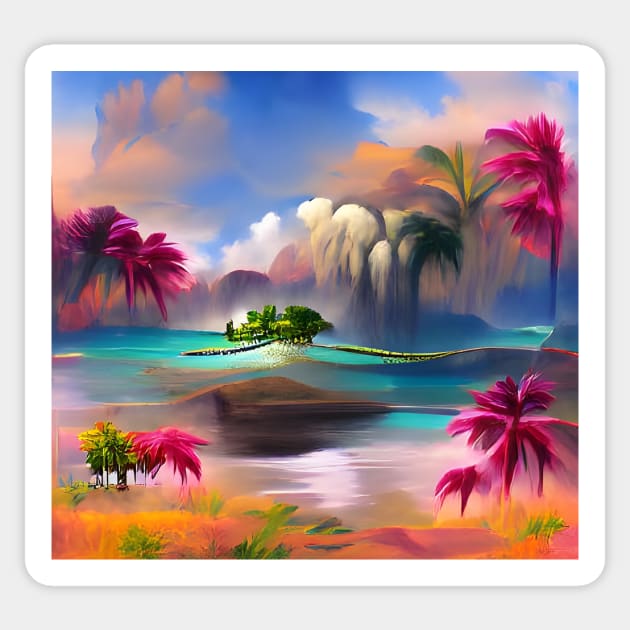 Tropical Paradise Sticker by Mihadom